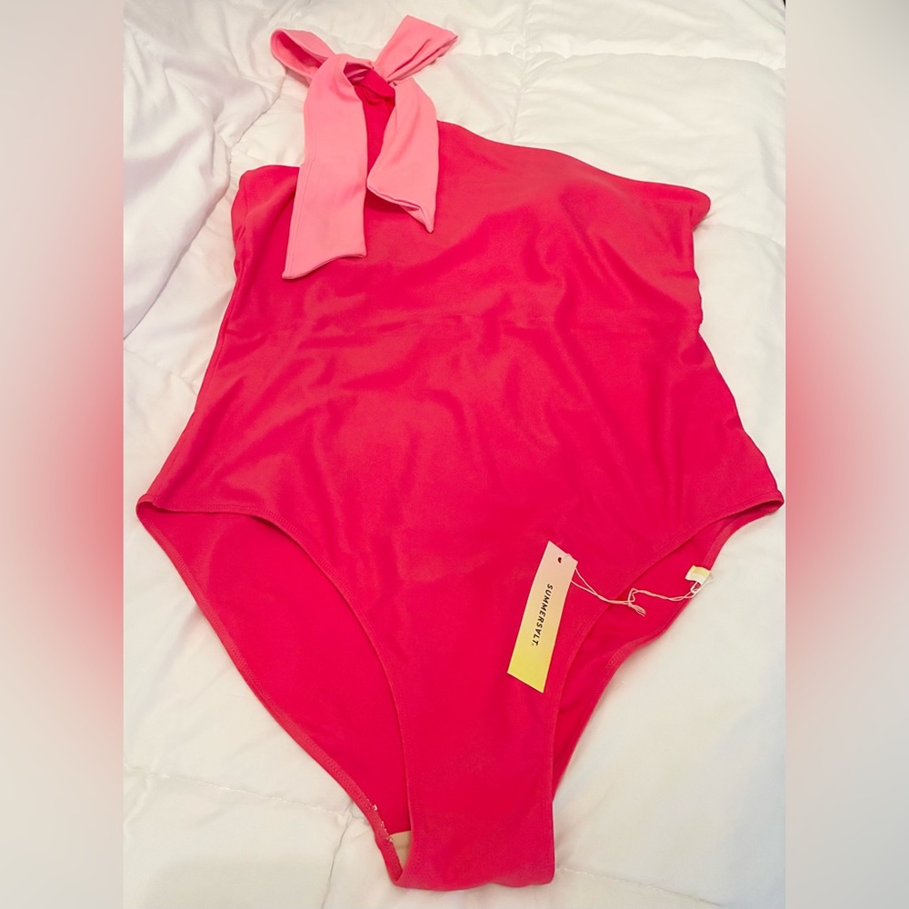 summersalt One-Shoulder Coral Pink One-Piece Swimsuit - Picture 4 of 5
